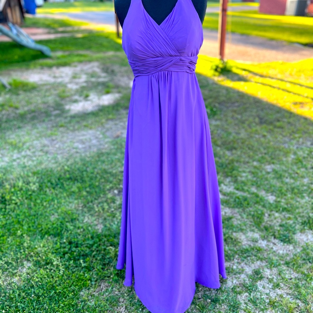 Halter Purple “Pretty Maids” Gown Size 8: Has been taken in on the sides